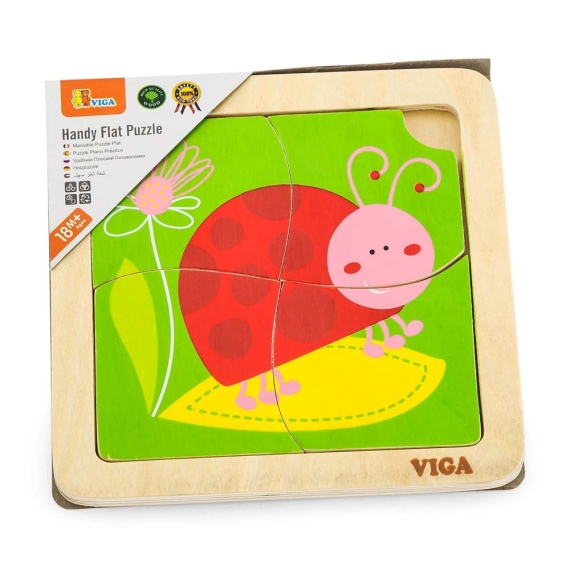 Дерев'яний мініпазл Viga Toys Жук-сонечко, 4 ел - фото | Интернет-магазин автокресел, колясок и аксессуаров для детей Avtokrisla