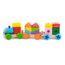 Дерев'яний поїзд Viga Toys Яскраві кубики
