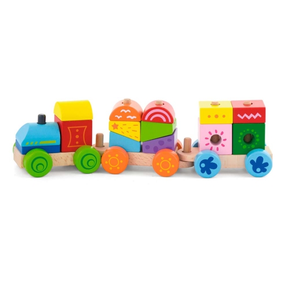 Дерев'яний поїзд Viga Toys Яскраві кубики - фото | Интернет-магазин автокресел, колясок и аксессуаров для детей Avtokrisla