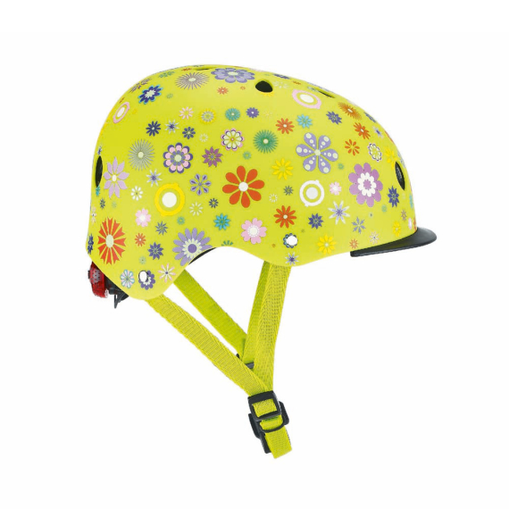 Шлем защитный детский Globber Elite с фонариком, размер XS/S (цветы / зеленый) - фото | Интернет-магазин автокресел, колясок и аксессуаров для детей Avtokrisla