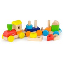 Дерев'яний поїзд Viga Toys Кольорові кубики