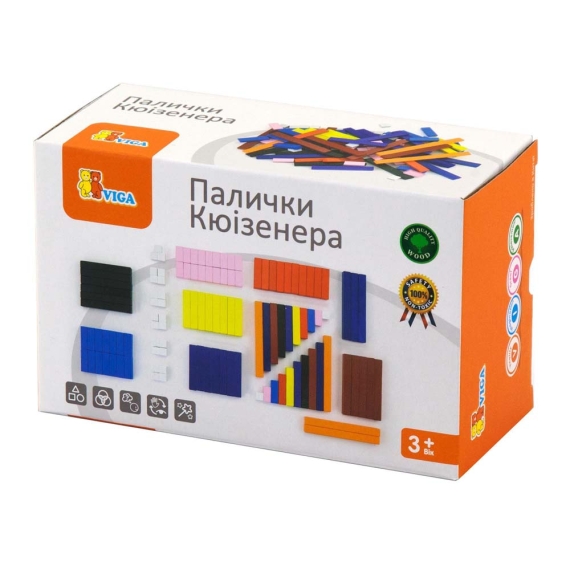 Набір для рахування Viga Toys Дерев'яні палички Кюїзенера, 116 шт - фото | Интернет-магазин автокресел, колясок и аксессуаров для детей Avtokrisla