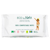 Дитячі вологі серветки ECO BY NATY, з алое, 56 шт