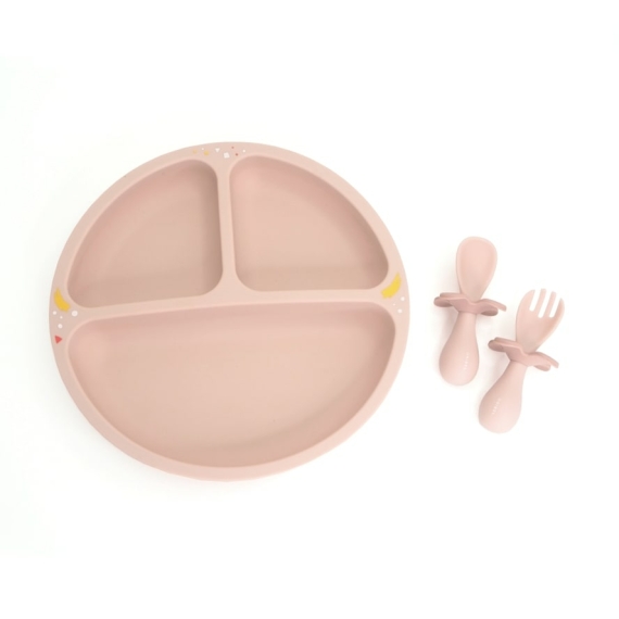 Набір посуду Oribel Cocoon: тарілка, ложка, виделка (розовый) - фото | Интернет-магазин автокресел, колясок и аксессуаров для детей Avtokrisla