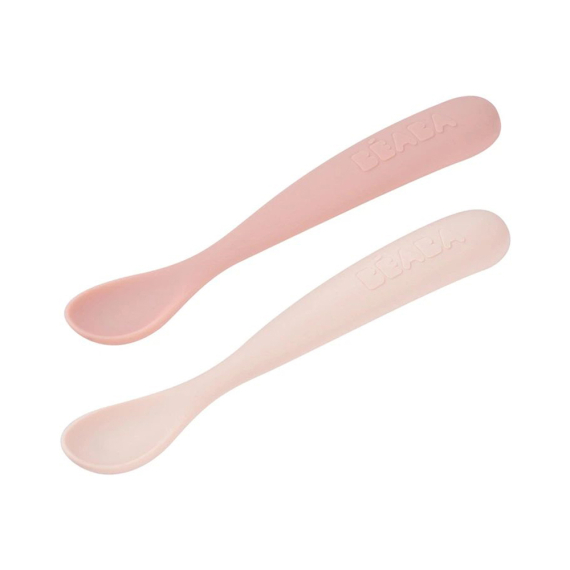 Набір ложок Beaba силіконових 4+, 2 шт (рожевий/кремовий) - фото | Интернет-магазин автокресел, колясок и аксессуаров для детей Avtokrisla