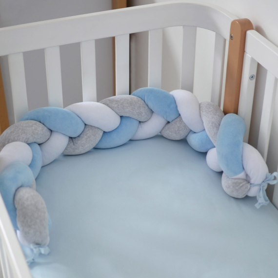 Бампер-коса Baby Veres 120х15 см (White Blue Grey) - фото | Интернет-магазин автокресел, колясок и аксессуаров для детей Avtokrisla
