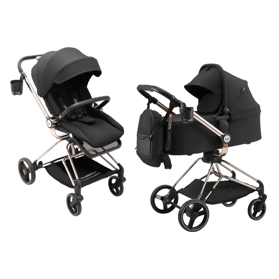 Універсальна коляска 2 в 1 Bair Moon (Gold Edition / чорний) - фото | Интернет-магазин автокресел, колясок и аксессуаров для детей Avtokrisla