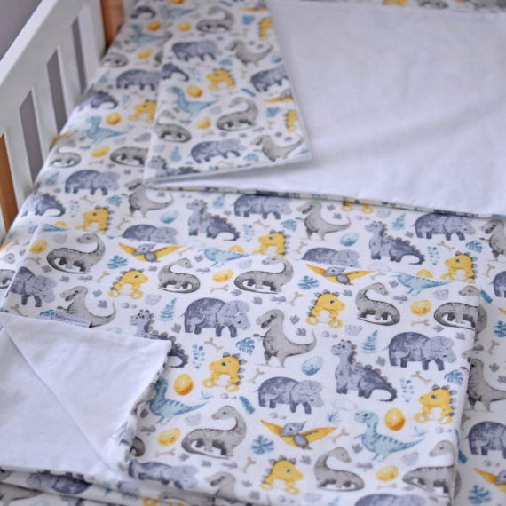 Сменная постель Baby Veres Фланель, 3 единиц (динозаврики на белом) - фото | Интернет-магазин автокресел, колясок и аксессуаров для детей Avtokrisla