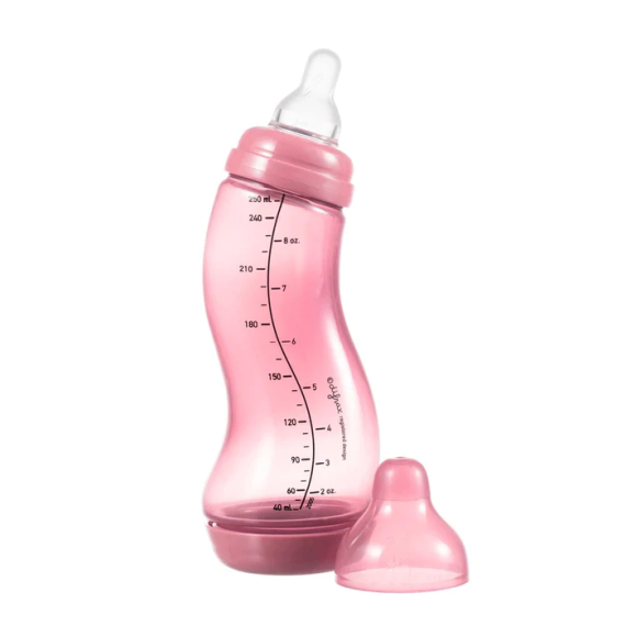 Антиколиковая бутылочка для кормления Difrax S-bottle Natural Trend с силиконовой соской, 250 мл (Raspberry) - фото | Интернет-магазин автокресел, колясок и аксессуаров для детей Avtokrisla