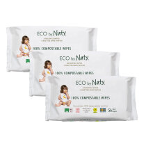 Дитячі вологі серветки ECO BY NATY, без запаху, 3 упаковки по 56 шт