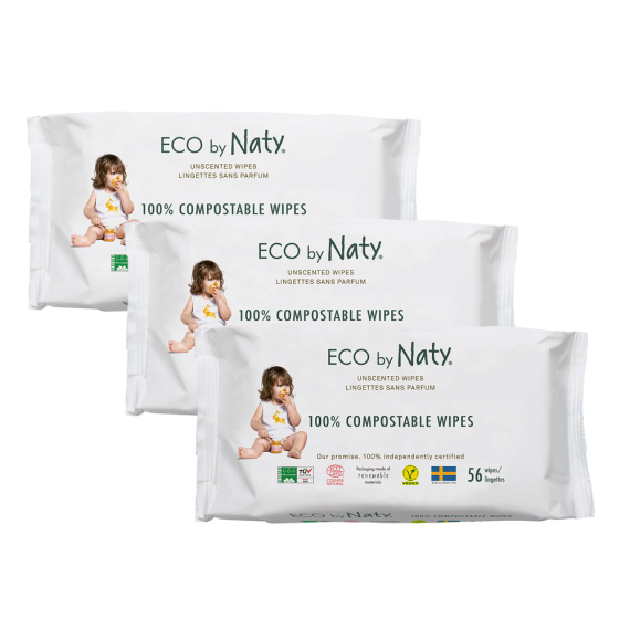 Детские влажные салфетки ECO BY NATY, без запаха, 3 упаковки по 56 шт - фото | Интернет-магазин автокресел, колясок и аксессуаров для детей Avtokrisla