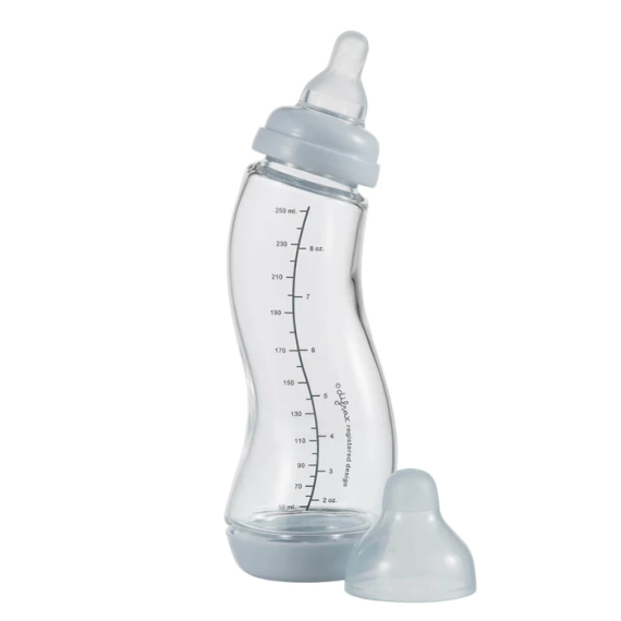 Стеклянная антиколиковая бутылочка Difrax S-bottle Natural с силиконовой соской, 250 мл (цвет в асортименте) - фото | Интернет-магазин автокресел, колясок и аксессуаров для детей Avtokrisla