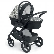 Універсальна коляска 3 в 1 Сam Dinamico Up Smart на чорній рамі (чорно-біле графіті)