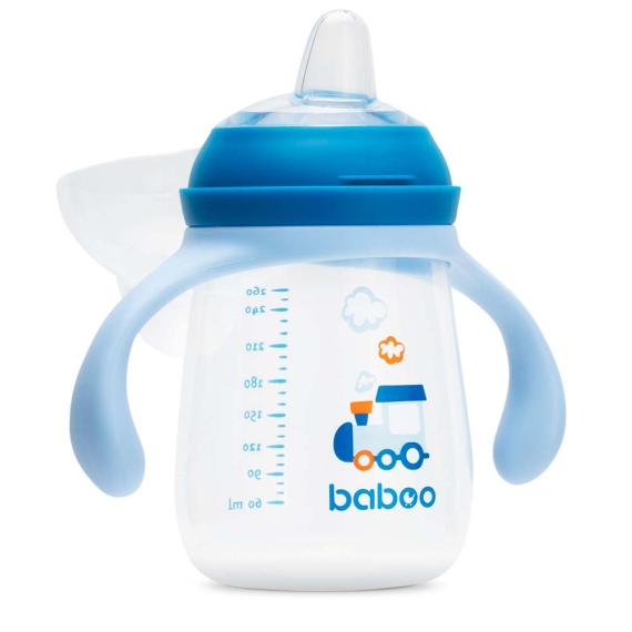 Чашка непроливайка Baboo с силиконовым носиком, 260 мл, 6+ мес (Transporti / голубая) - фото | Интернет-магазин автокресел, колясок и аксессуаров для детей Avtokrisla