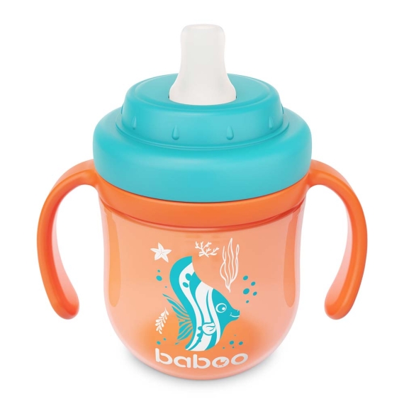 Чашка непроливайка Baboo с силиконовым носиком, 200 мл, 6+ мес (Sea Life / оранжевая) - фото | Интернет-магазин автокресел, колясок и аксессуаров для детей Avtokrisla