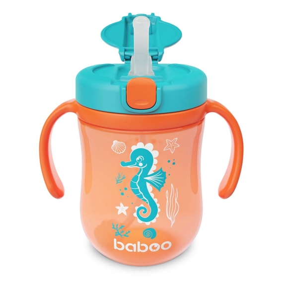 Чашка Baboo с силиконовой соломинкой и гравитационным шариком, 300 мл, 9+ мес (Sea Life / оранжевая) - фото | Интернет-магазин автокресел, колясок и аксессуаров для детей Avtokrisla
