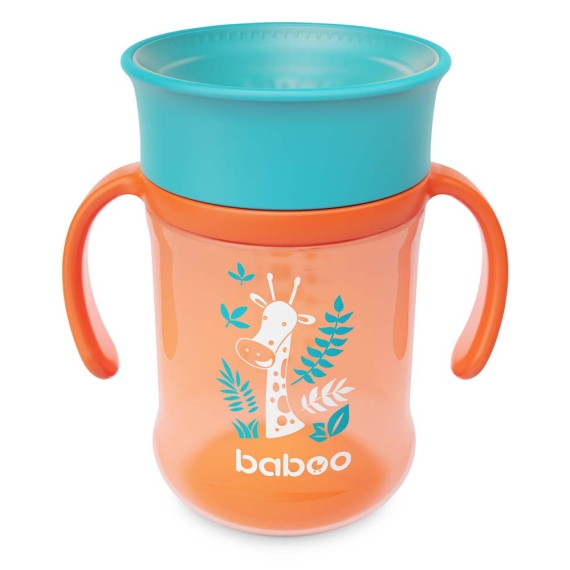 Чашка непроливайка Baboo 360°, 300 мл, 6+ мес (Safari / оранжевая) - фото | Интернет-магазин автокресел, колясок и аксессуаров для детей Avtokrisla