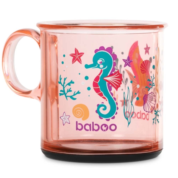 Чашка з нековзким дном Baboo, 170 мл, 12+ міс (Sea Life / рожева) - фото | Интернет-магазин автокресел, колясок и аксессуаров для детей Avtokrisla