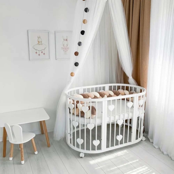 Овальная кроватка Royal Sleep 9 в 1 (Hearts) - фото | Интернет-магазин автокресел, колясок и аксессуаров для детей Avtokrisla