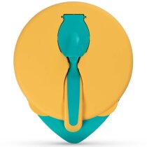 Мисочка Baboo з кришкою та ложечкою, від 6 місяців (зелено-помаранчева)
