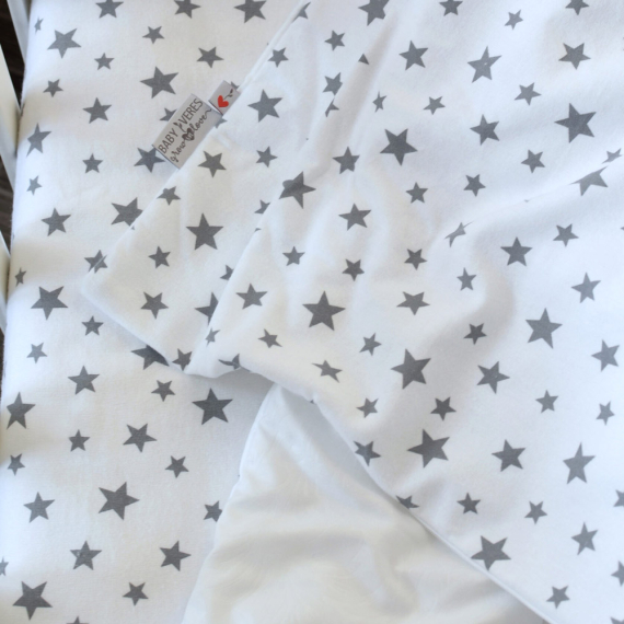 Змінна постіль Baby Veres Фланель, 3 одиниць (сірі зірочки на білому) - фото | Интернет-магазин автокресел, колясок и аксессуаров для детей Avtokrisla
