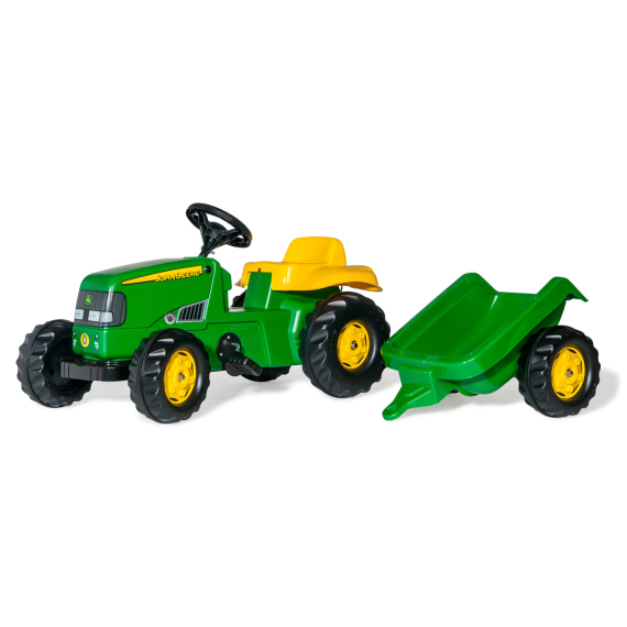 Трактор Rolly Toys rollyKid John Deere + Прицеп на 2х колесах (зелено-желтый) - фото | Интернет-магазин автокресел, колясок и аксессуаров для детей Avtokrisla