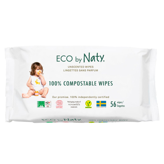 Дитячі вологі серветки ECO BY NATY, без запаху, 56 шт - фото | Интернет-магазин автокресел, колясок и аксессуаров для детей Avtokrisla