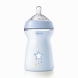 Пляшка пластикова Chicco Natural Feeling  330 мл, соска силіконова від 6 місяців, швидкий потік (блакитна)