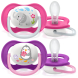 Пустышка Philips AVENT Ultra Air Animal SCF080/08, 6-18 мес, 2 шт (розовая и фиолетовая)