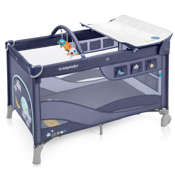 Манеж-ліжечко Baby Design DREAM NEW (03 BLUE) - фото | Интернет-магазин автокресел, колясок и аксессуаров для детей Avtokrisla
