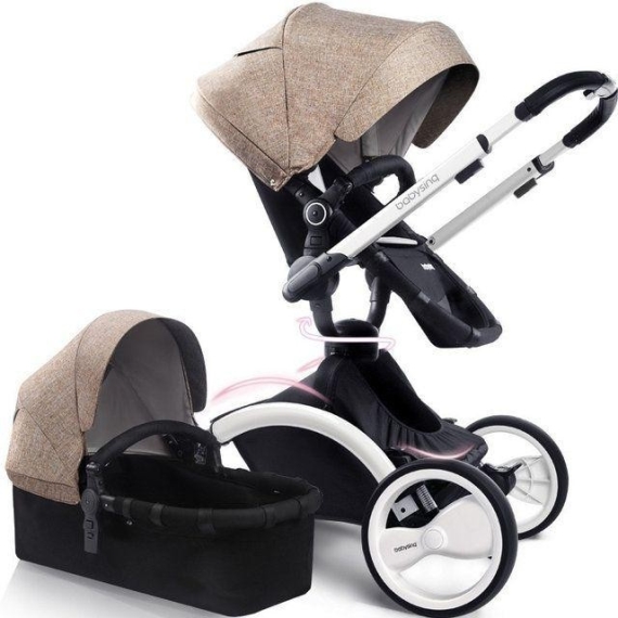 Універсальная коляска 2 в 1 Babysing WGO (Khaki white) - фото | Интернет-магазин автокресел, колясок и аксессуаров для детей Avtokrisla