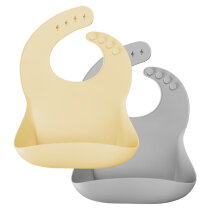 Нагрудник силіконовий MinikOiOi Basics-Bib 2 шт (Mellow Yellow/Powder Grey)