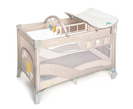 Манеж-ліжечко Baby Design DREAM NEW (09 BEIGE) - фото | Интернет-магазин автокресел, колясок и аксессуаров для детей Avtokrisla