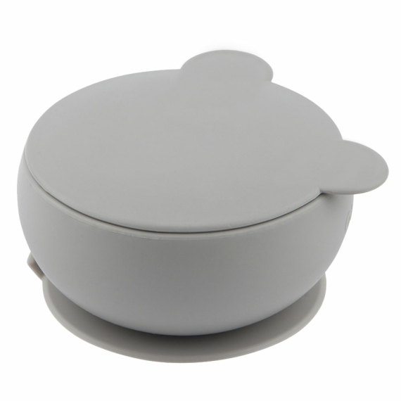 Глубокая тарелка силиконовая MinikOiOi Bowly (Powder Grey) - фото | Интернет-магазин автокресел, колясок и аксессуаров для детей Avtokrisla