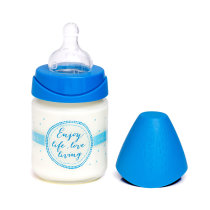 Пляшечка скляна Suavinex Сенс життя з 3-позиційною соскою, 120 мл (синя)