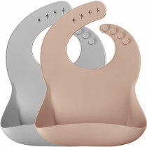 Нагрудник силіконовий MinikOiOi Basics-Bib 2 шт (Bubble Beige/Powder Grey)