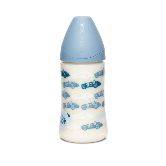 Пляшечка Suavinex Історії малюків з анатомічною соскою, середній потік, 270 мл (блакитна) - фото | Интернет-магазин автокресел, колясок и аксессуаров для детей Avtokrisla
