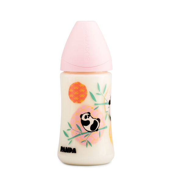 Бутылочка Suavinex Истории панды с анатомической соской, средний поток, 270 мл (розовая) - фото | Интернет-магазин автокресел, колясок и аксессуаров для детей Avtokrisla