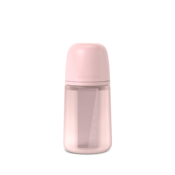 Пляшечка Suavinex Colour Essence, силіконова, 240 мл, фізіологічна соска, повільний потік (світло-рожева) - фото | Интернет-магазин автокресел, колясок и аксессуаров для детей Avtokrisla