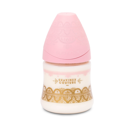 Бутылочка Suavinex Couture с круглой соской, медленный поток, 150 мл (розовая) - фото | Интернет-магазин автокресел, колясок и аксессуаров для детей Avtokrisla