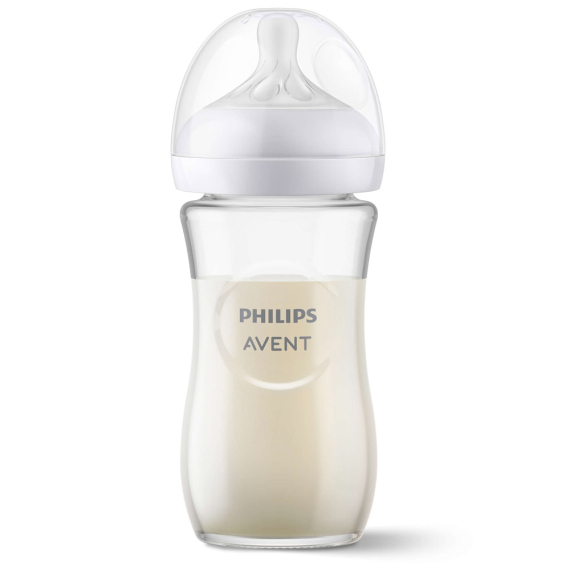 Бутылочка для кормления стеклянная Philips AVENT Natural, естественный поток, 240 мл - фото | Интернет-магазин автокресел, колясок и аксессуаров для детей Avtokrisla