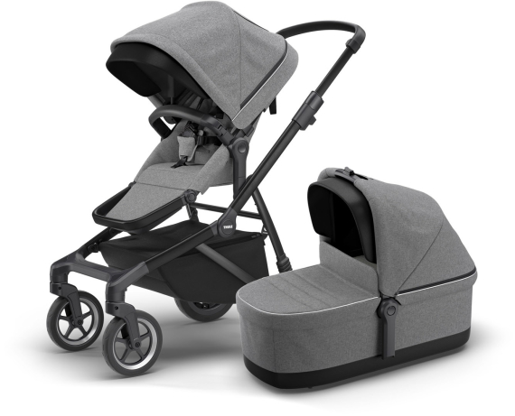 Универсальная коляска 2 в 1 Thule Sleek + Bassinet (Black/Grey Melange) - фото | Интернет-магазин автокресел, колясок и аксессуаров для детей Avtokrisla