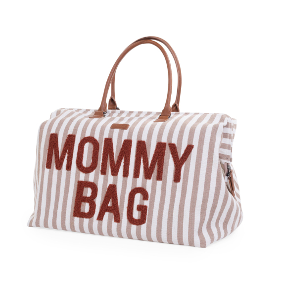 Сумка Childhome Mommy bag stripes (nude/terracotta) - фото | Интернет-магазин автокресел, колясок и аксессуаров для детей Avtokrisla
