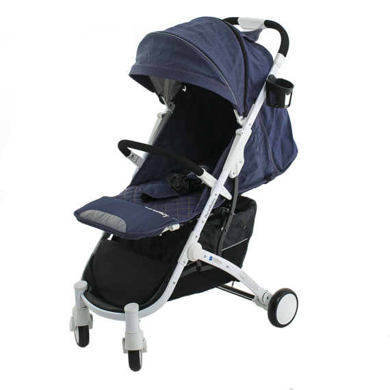 Прогулочная коляска Bene Baby D200 (джинс на белой раме) - фото | Интернет-магазин автокресел, колясок и аксессуаров для детей Avtokrisla