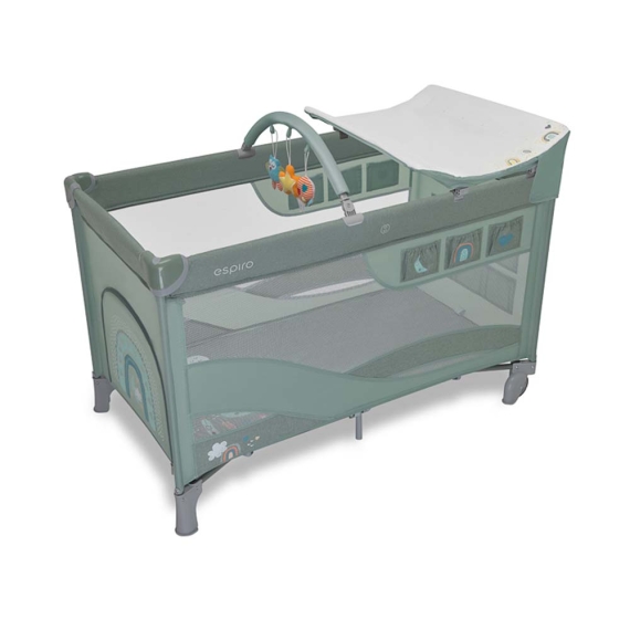 Манеж-ліжечко Espiro Dream 2022 (104 Green Memories) - фото | Интернет-магазин автокресел, колясок и аксессуаров для детей Avtokrisla