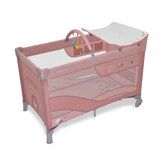 Манеж-ліжечко Espiro Dream 2022 (108 Pink Smile) - фото | Интернет-магазин автокресел, колясок и аксессуаров для детей Avtokrisla