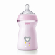 Пляшка пластикова Chicco Natural Feeling  330 мл, соска силіконова від 6 місяців, швидкий потік (рожева)