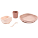 Набір: тарілка, миска, стакан, ложка Beaba 4+ (рожевий/кремовий)