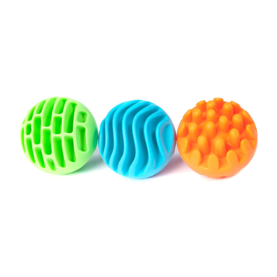 Прорізувач-брязкальце Fat Brain Toys Sensory Rollers Сенсорні кулі, 3 шт - фото | Интернет-магазин автокресел, колясок и аксессуаров для детей Avtokrisla