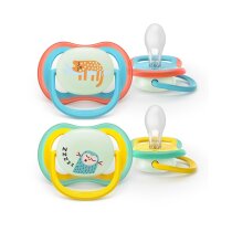 Пустушка Philips Avent Ultra Air Нічна, 6-18 міс, 2 шт (жовто-блакитна)